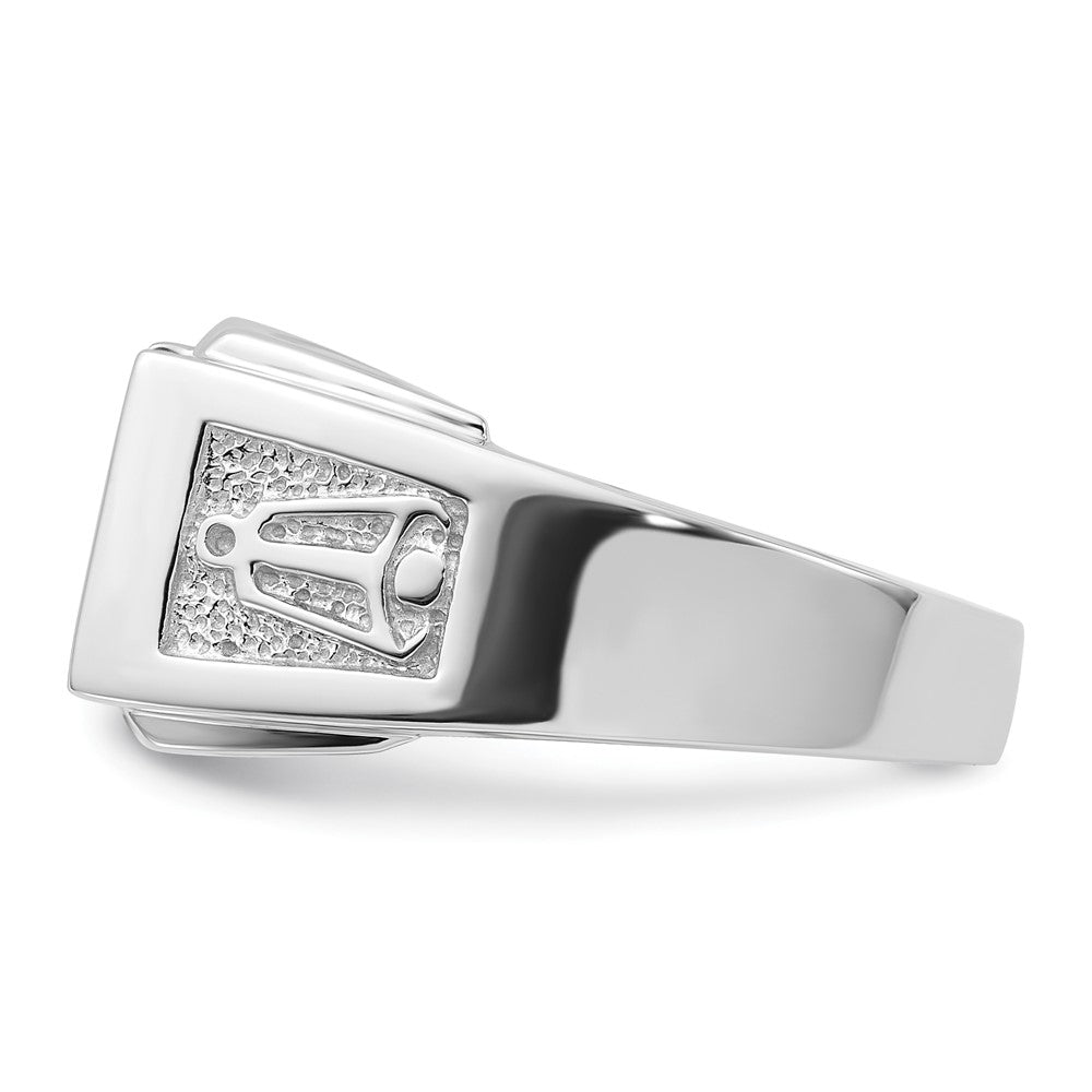 14k White Gold Men's Polished and Textured Masonic Ring Mounting