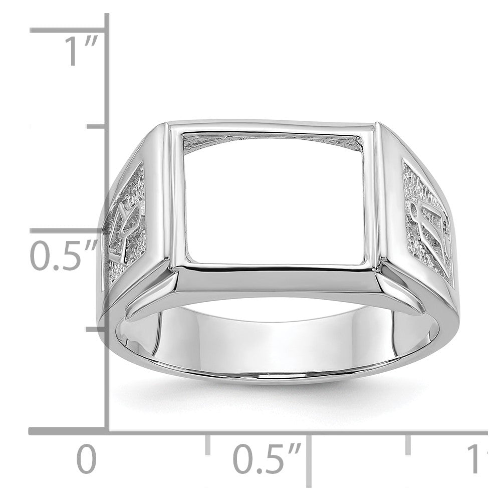 14k White Gold Men's Polished and Textured Masonic Ring Mounting