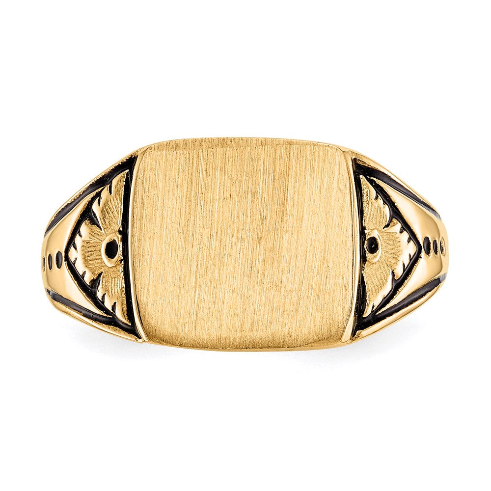 14k 11.5x11.0mm Closed Back Antiqued Signet Ring