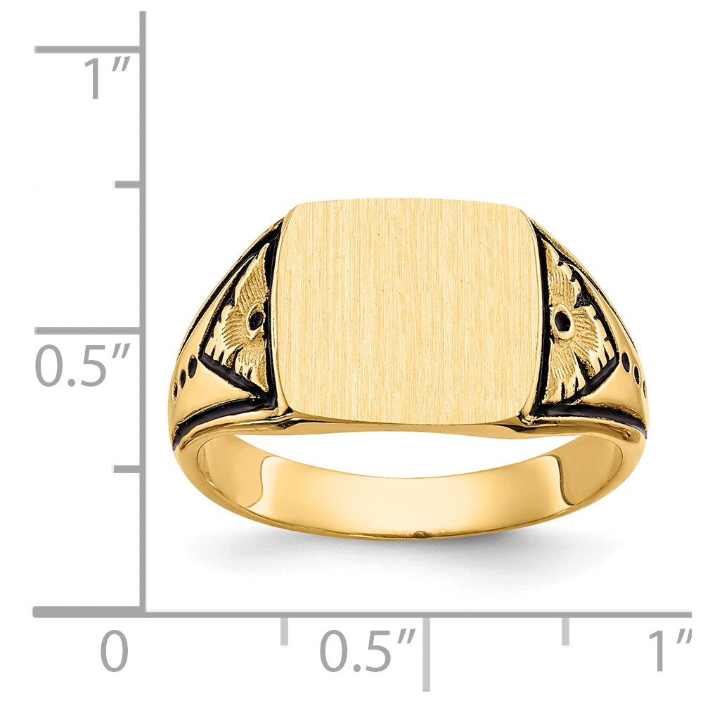 14k 11.5x11.0mm Closed Back Antiqued Signet Ring