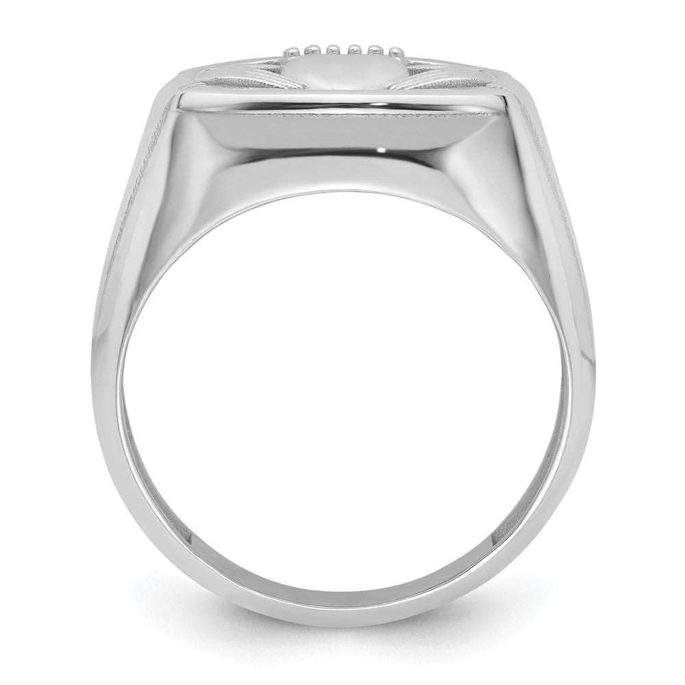 14k White Gold .01ct. Diamond/Onyx Men's Claddagh Ring Mounting
