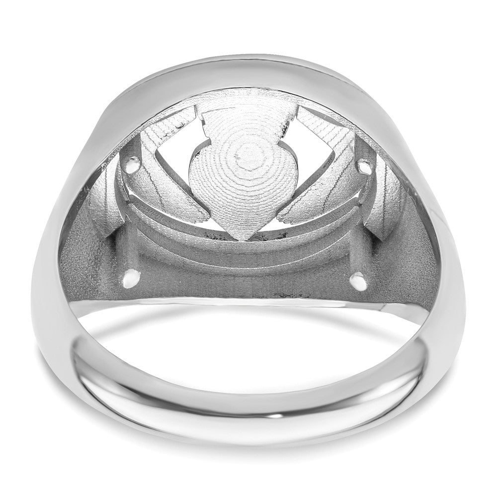 14k White Gold .01ct. Diamond/Onyx Men's Claddagh Ring Mounting