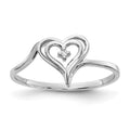 14k White Gold A Diamond heart ring