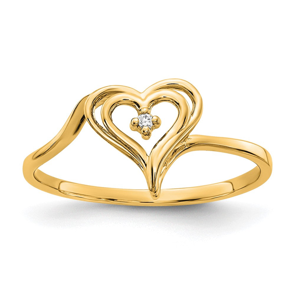 14k AA Diamond Heart Ring