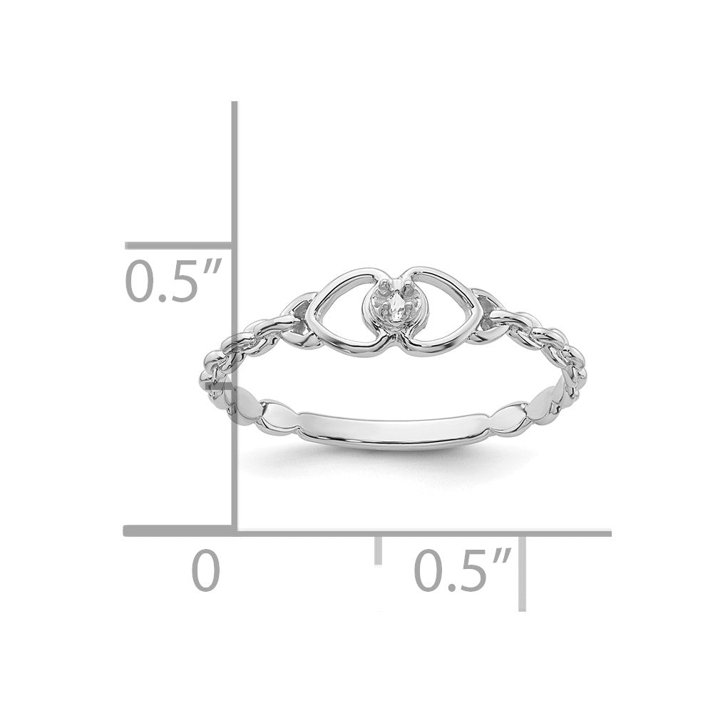 14k White Gold .01ct. Diamond Heart Ring Mounting