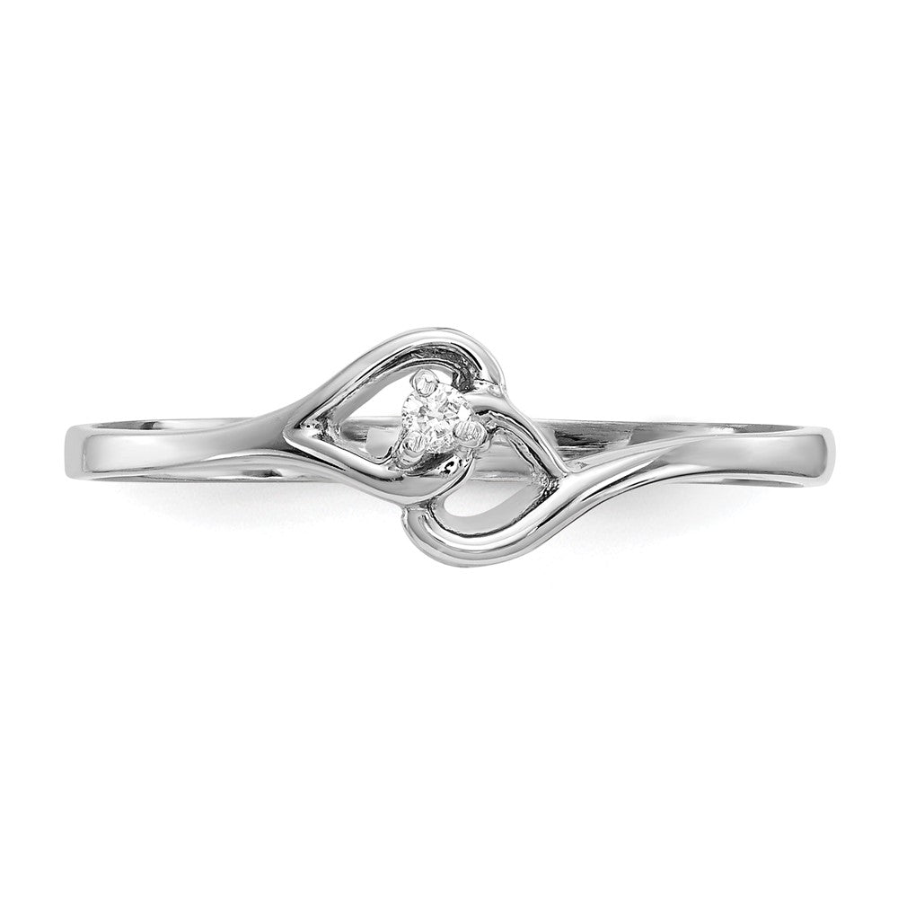 14k White Gold A Diamond heart ring