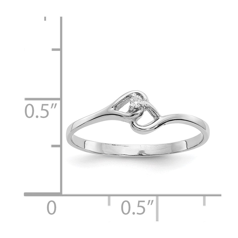 14k White Gold AA Diamond Heart Ring