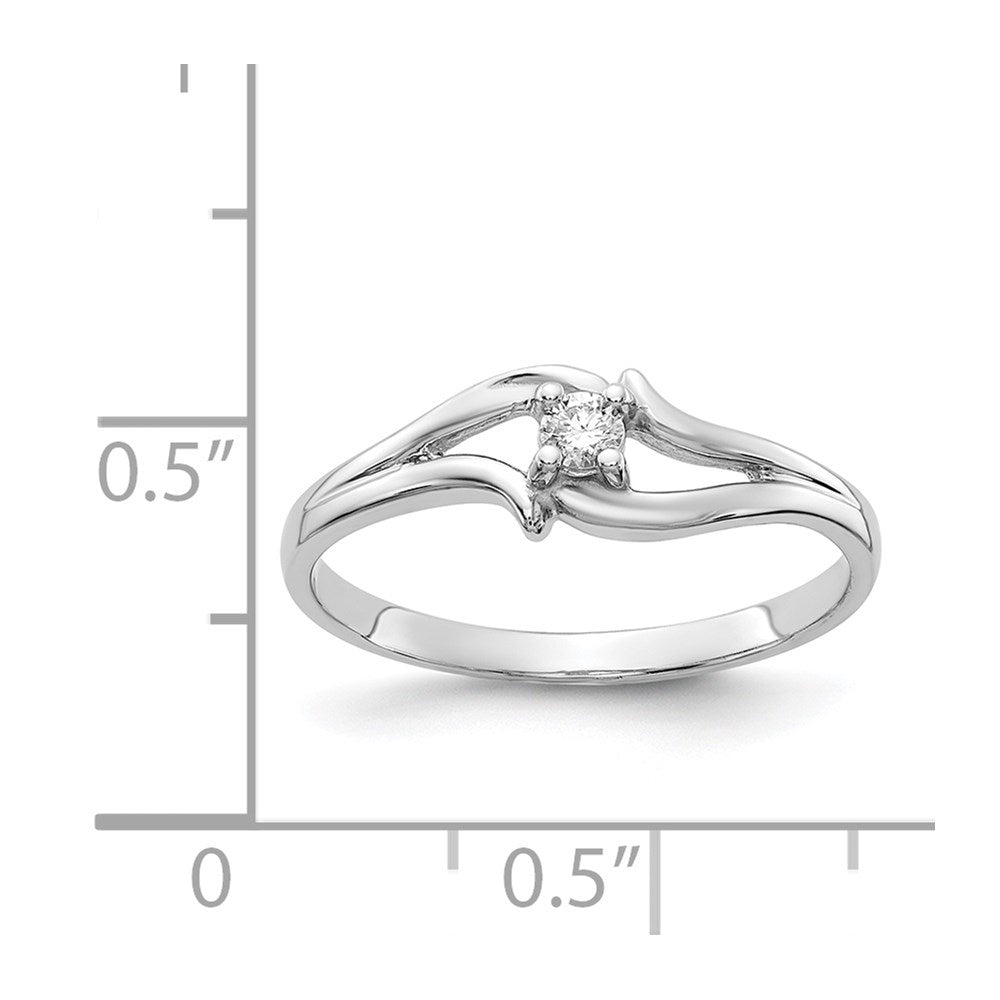 14k White Gold Polished AA Diamond Ring