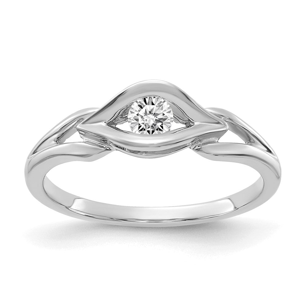 14k White Gold Polished AA Diamond ring