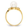 14k Gold 7mm FW Cultured Pearl AAA Diamond ring