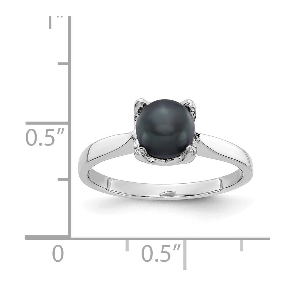 14k White Gold 6mm Black FW Cultured Pearl ring