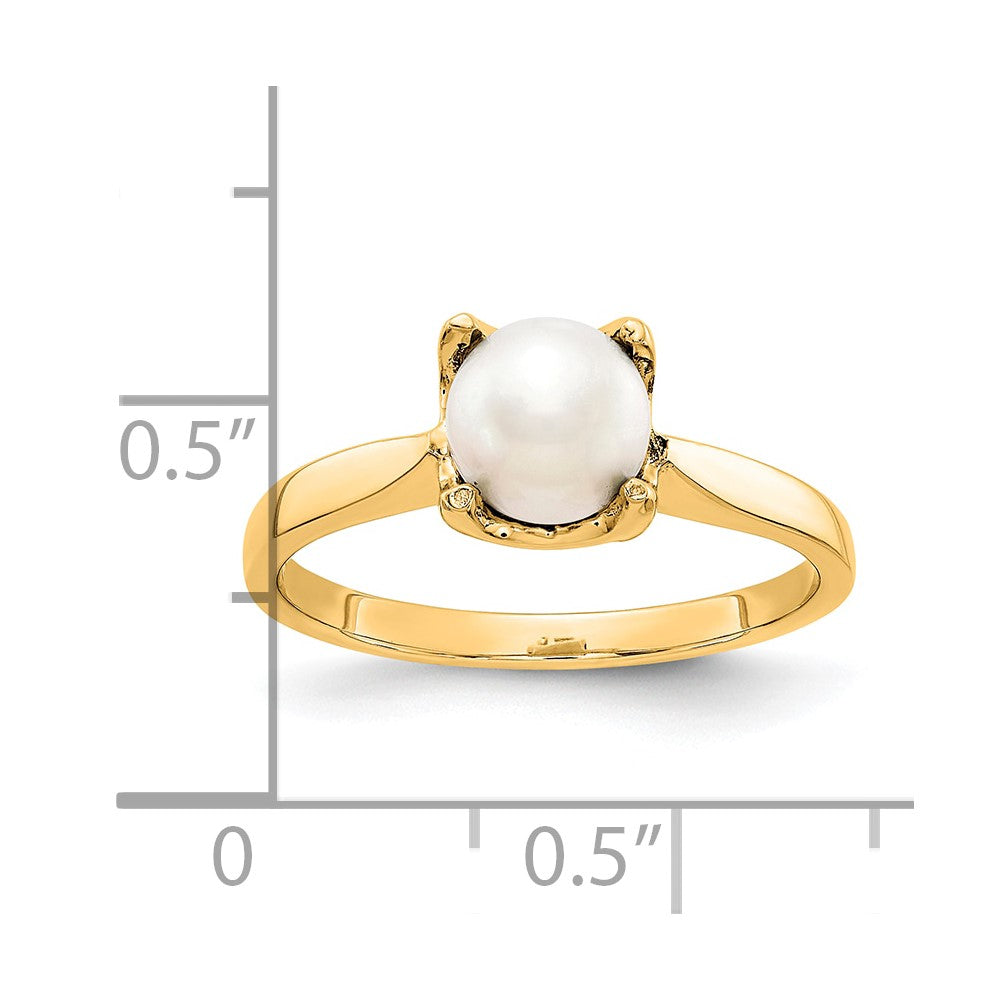 14k Yellow Gold 6mm FW Cultured Pearl ring