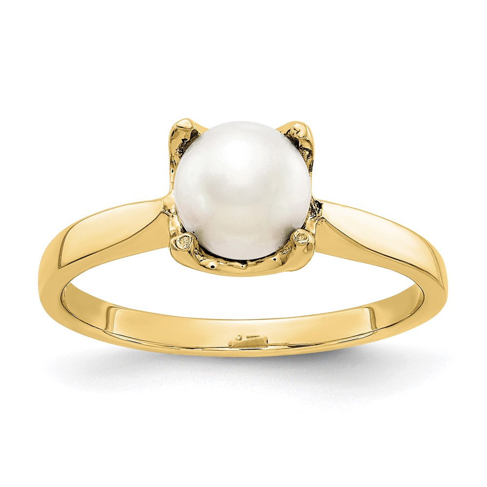 14k Yellow Gold 6mm FW Cultured Pearl ring