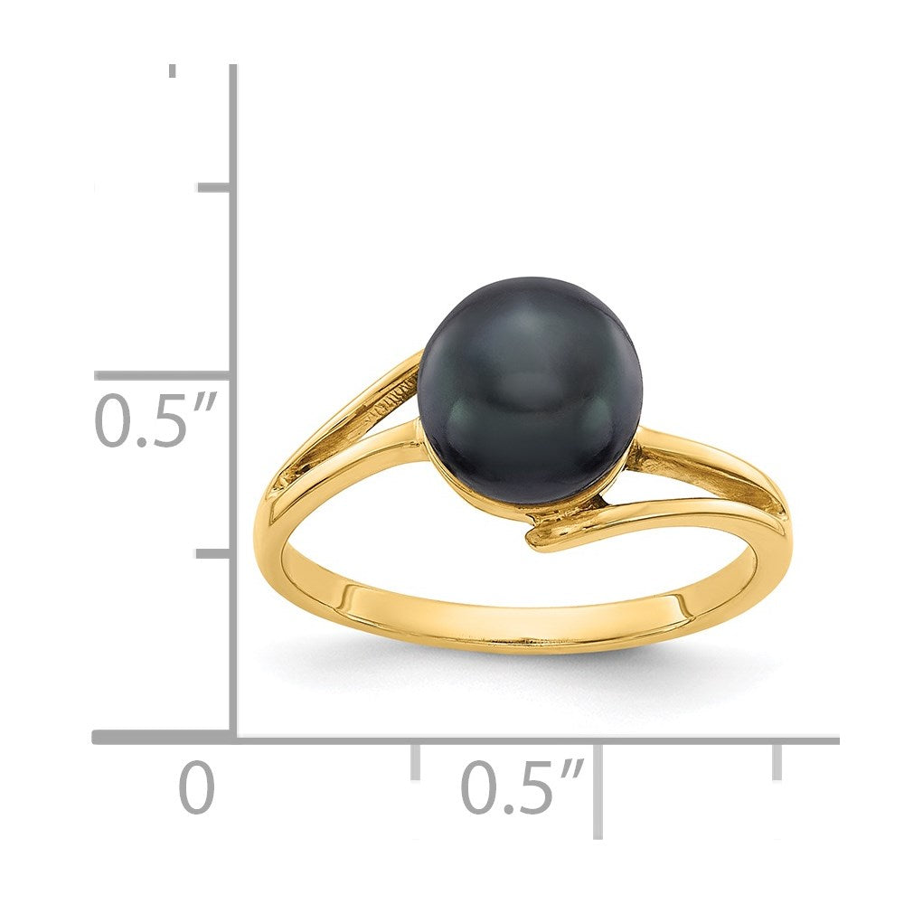 14k 7.5mm Black FW Cultured Pearl ring