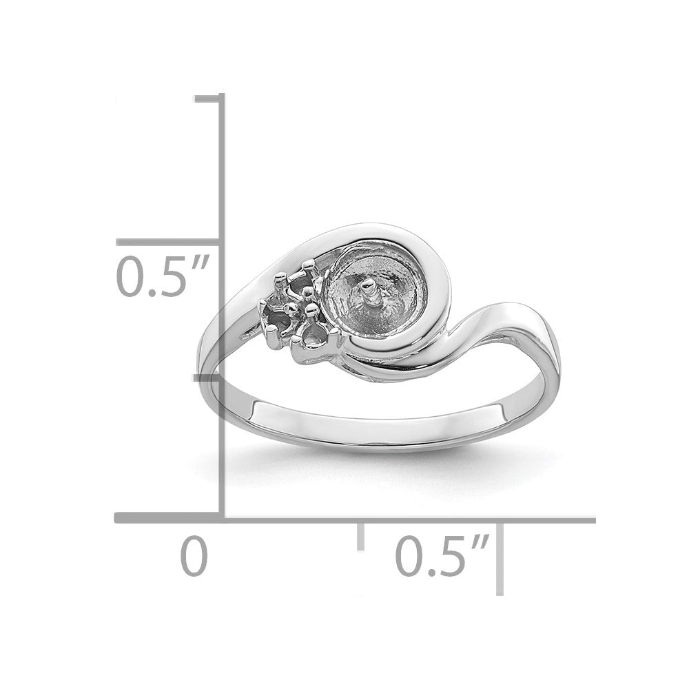 14k White Gold Diamond & 6mm Pearl Ring Mounting