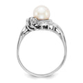 14k White Gold 6mm FW Cultured Pearl VS Diamond Ring