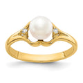 14k 6mm FW Cultured Pearl A Diamond ring