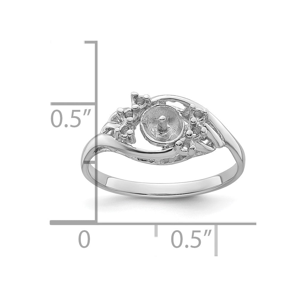 14k White Gold 6mm Pearl & Diamond Ring Mounting