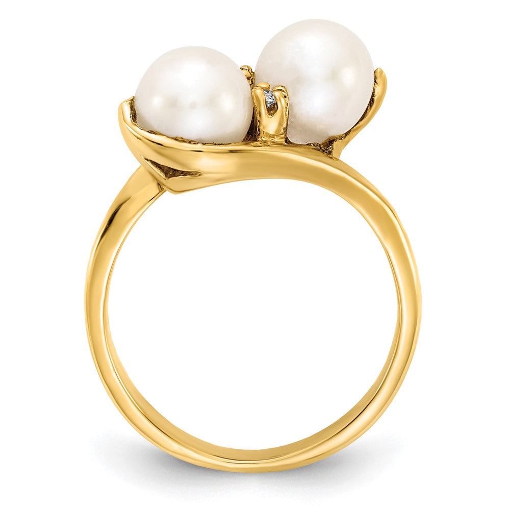 14k 6mm FW Cultured Pearl A Diamond ring