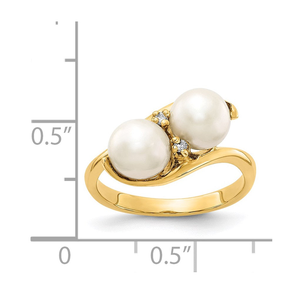 14k 6mm FW Cultured Pearl VS Diamond ring