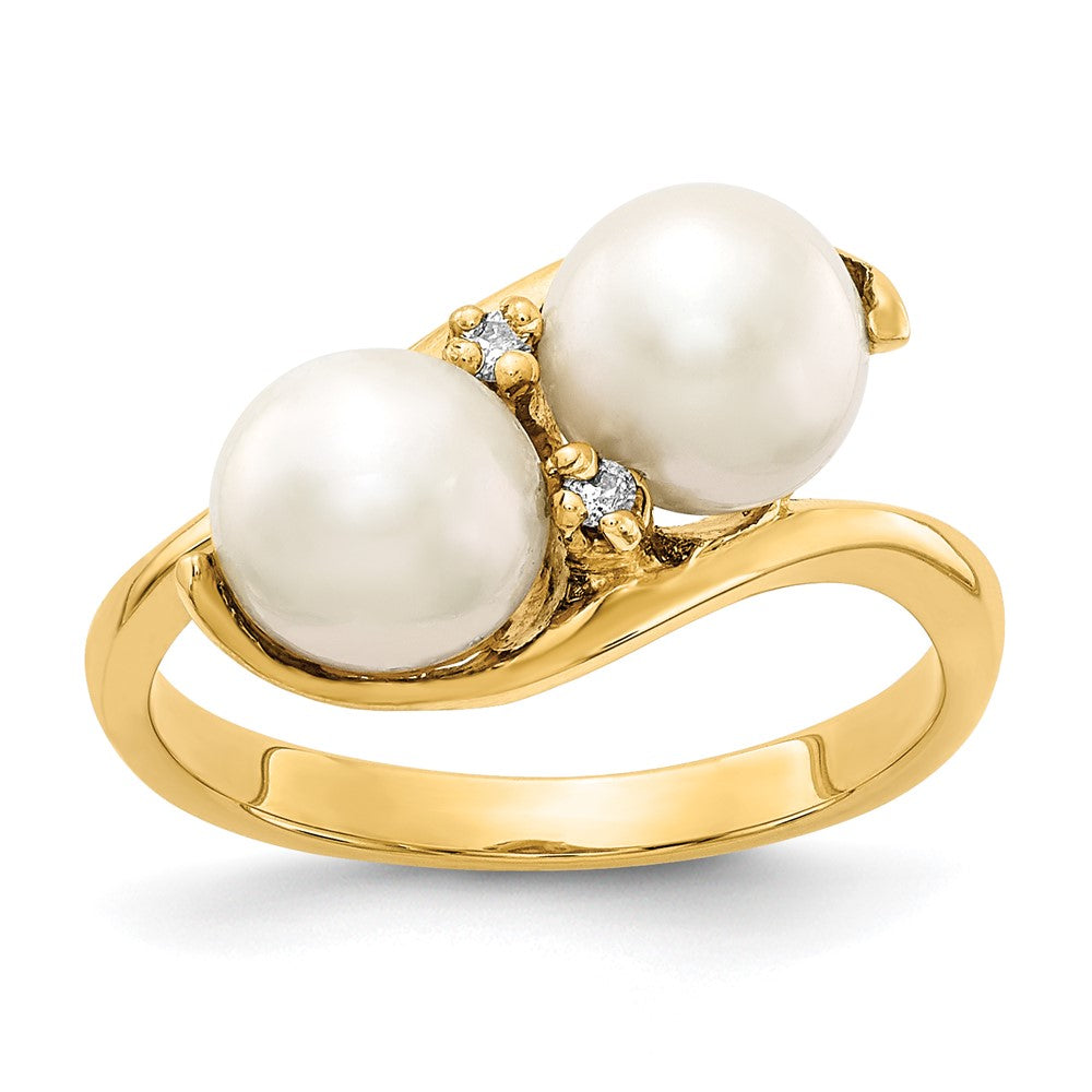 14k 6mm FW Cultured Pearl A Diamond ring