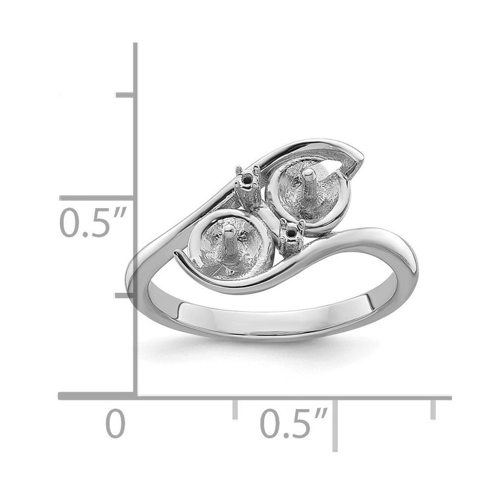 14k White Gold 6mm Pearl & Diamond Ring Mounting