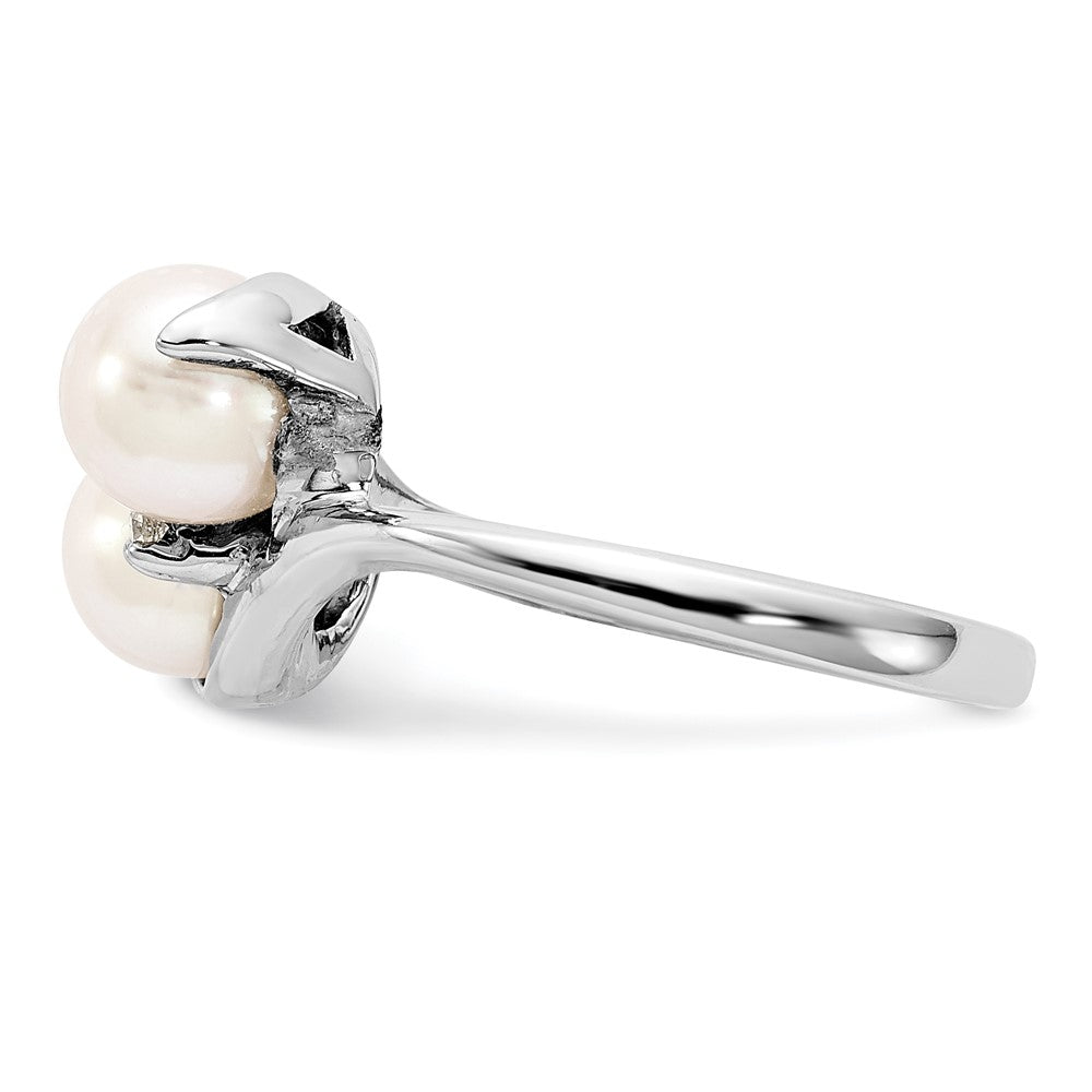 14k White Gold 6mm FW Cultured Pearl VS Diamond ring