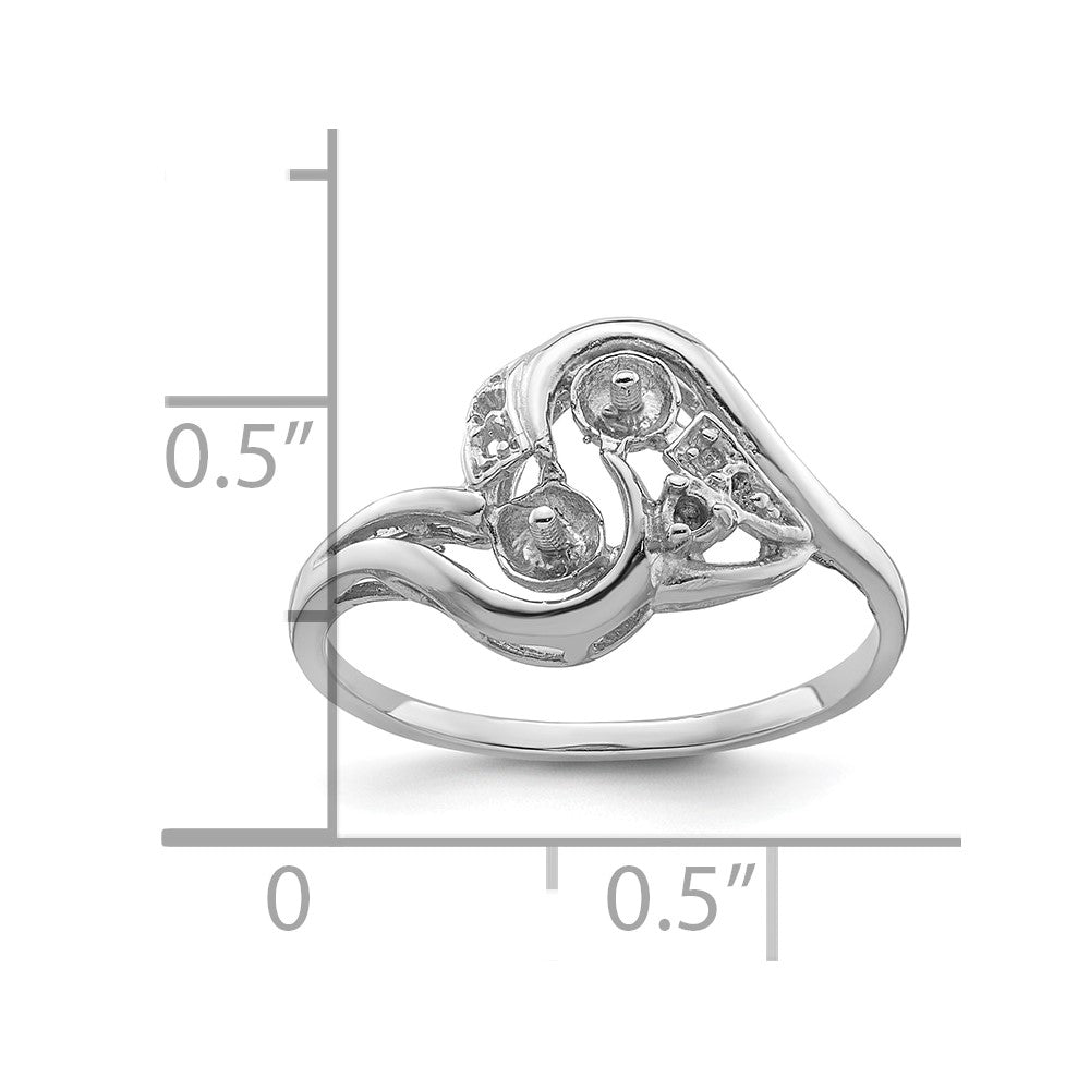 14k White Gold 4mm Pearl & Diamond Ring Mounting