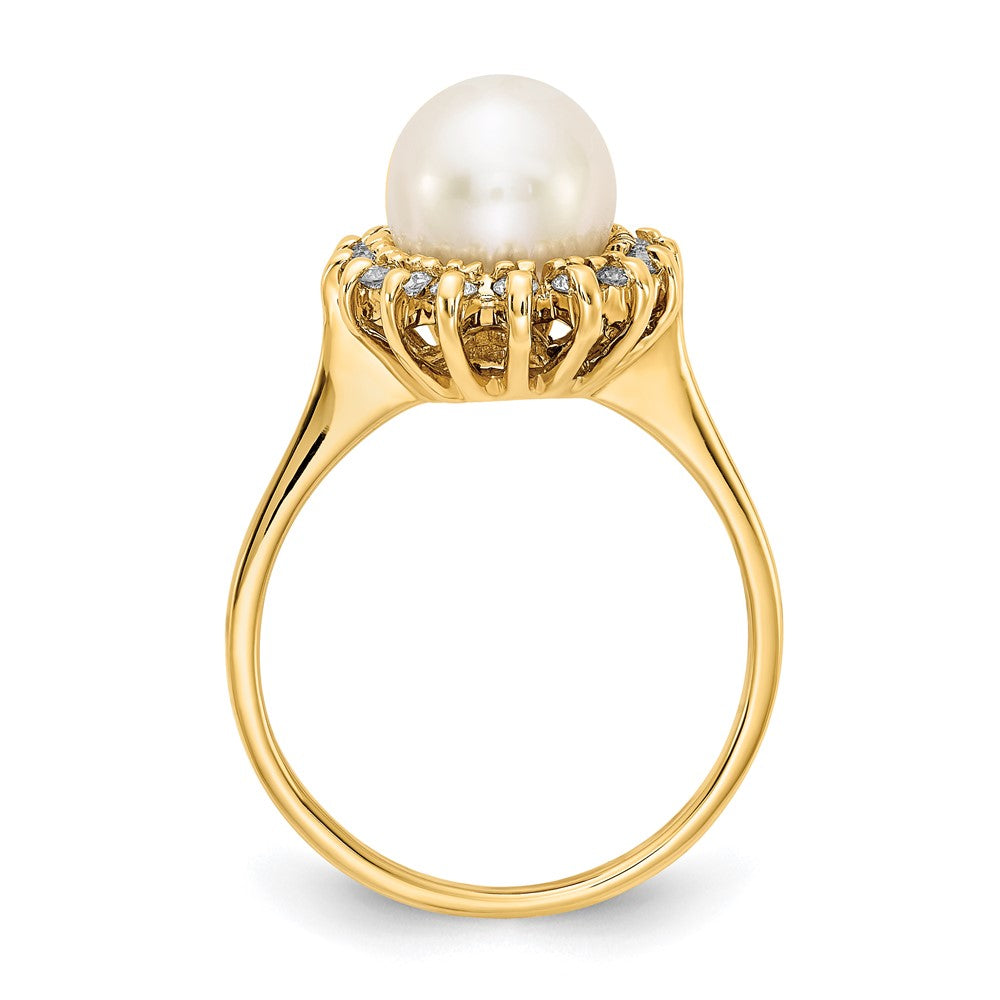 14k 7.5mm FW Cultured Pearl A Diamond ring