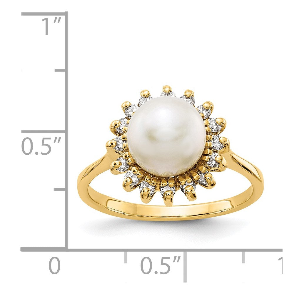 14k 7.5mm FW Cultured Pearl A Diamond ring