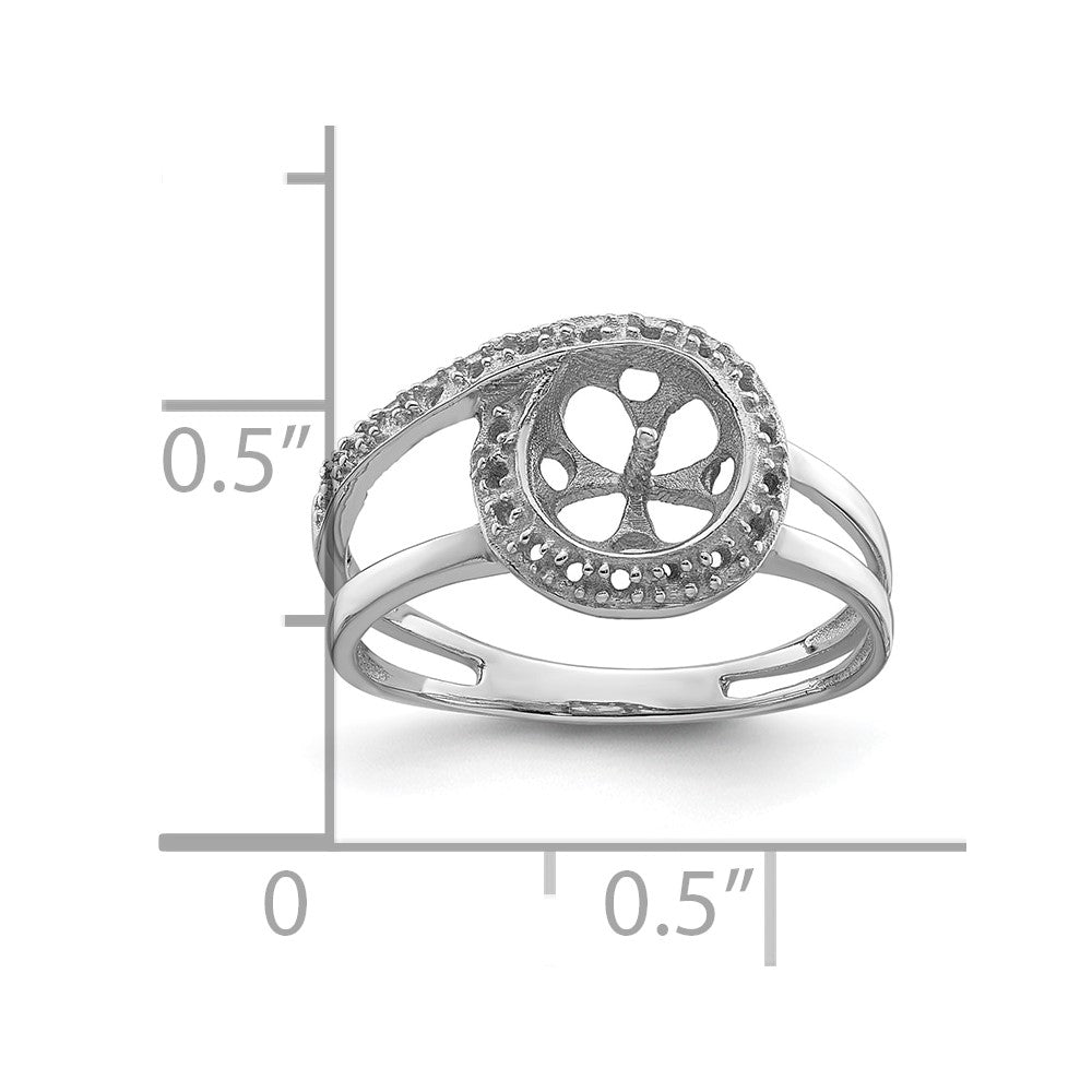 14k White Gold 7.5mm Pearl & Diamond Ring Mounting