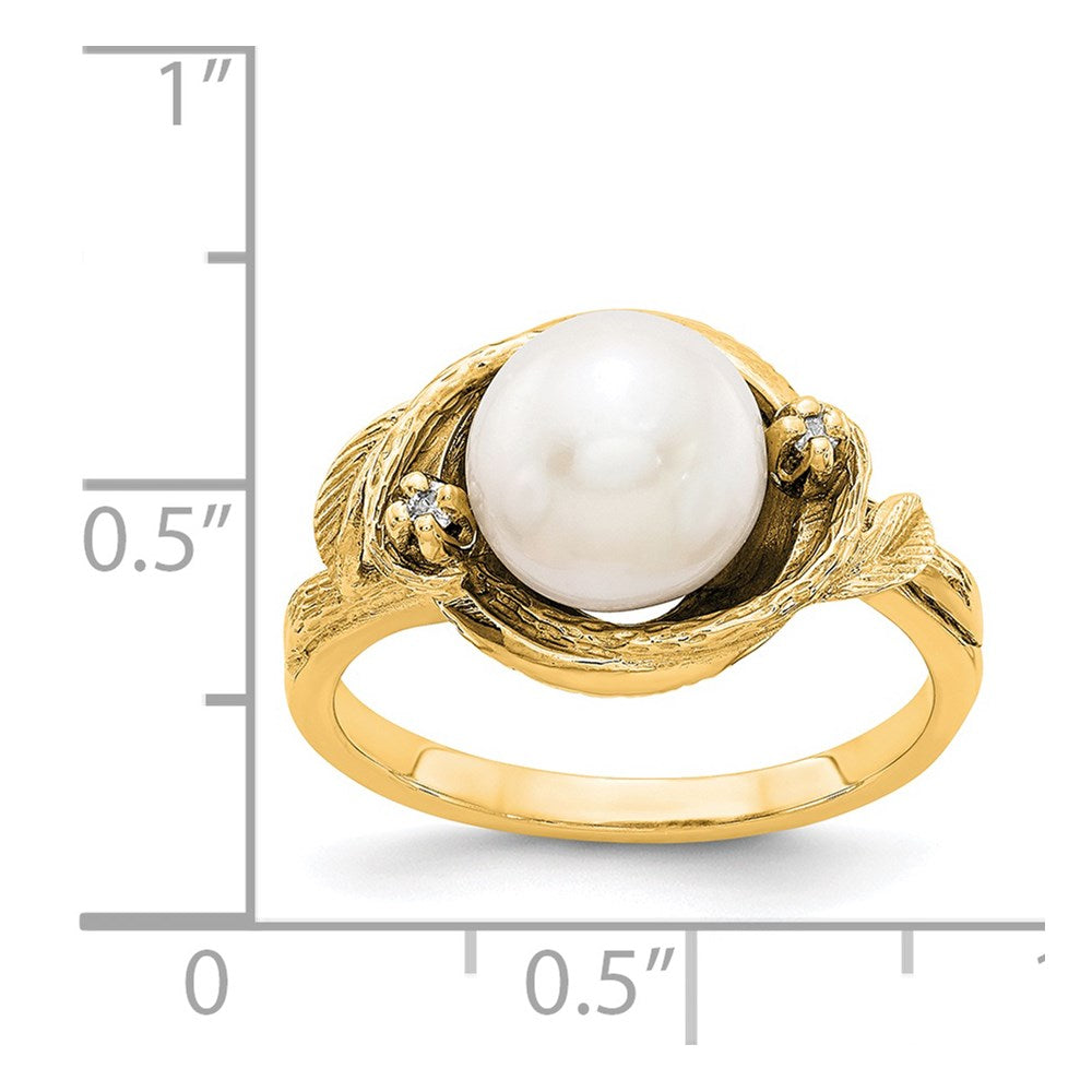 14k 7.5mm FW Cultured Pearl A Diamond ring