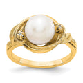 14k 7.5mm FW Cultured Pearl AAA Diamond ring
