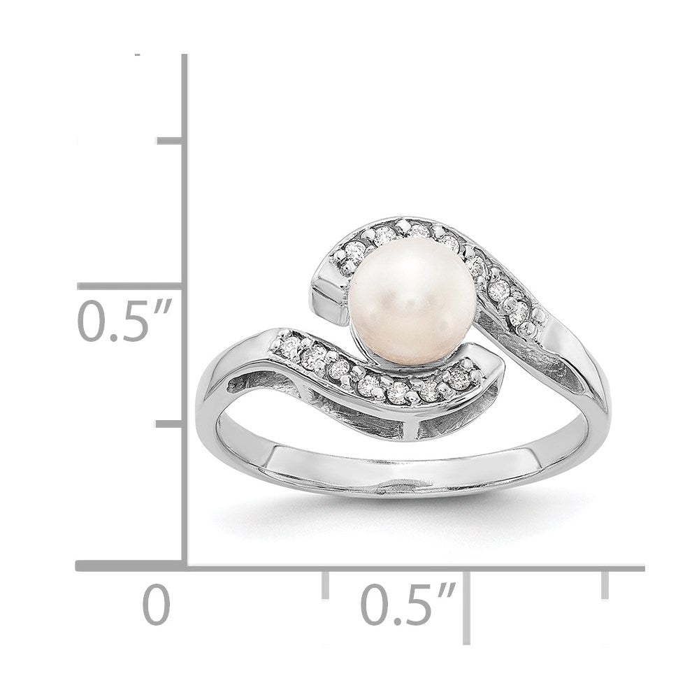14k White Gold 5.5mm Pearl & Diamond Ring Mounting