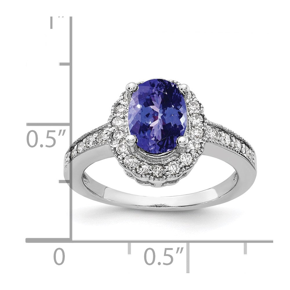 14k White Gold 8x6mm Oval Tanzanite AAA Diamond ring