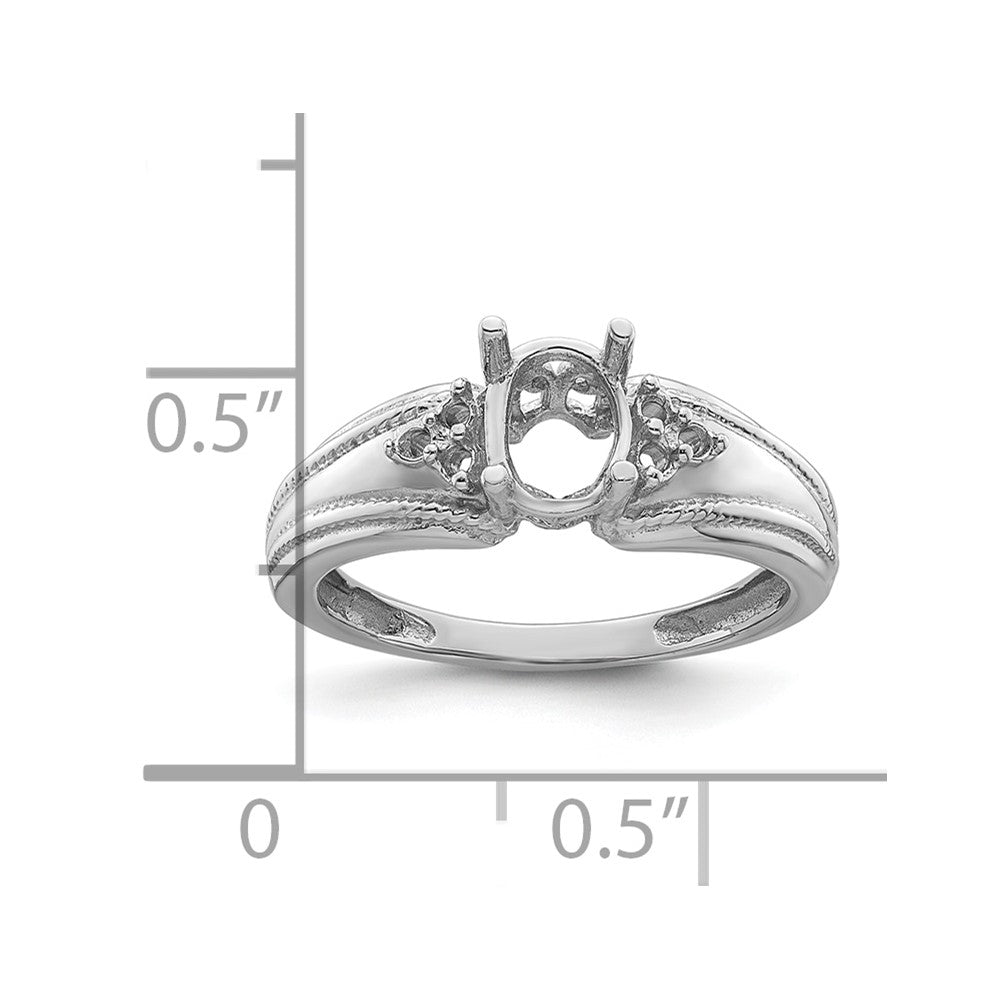 14k White Gold 7x5mm Oval Gemstone / .08ct. Diamond Ring Mounting