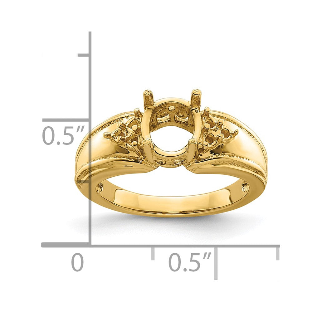 14k 8x6mm Oval Gemstone & .10ct. Diamond Ring Mounting