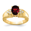 14k 8x6mm Oval Garnet AA Diamond ring