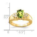 14k 8x6mm Oval Peridot A Diamond ring