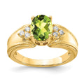 14k 8x6mm Oval Peridot VS Diamond ring