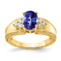 14k 8x6mm Oval Tanzanite AA Diamond ring