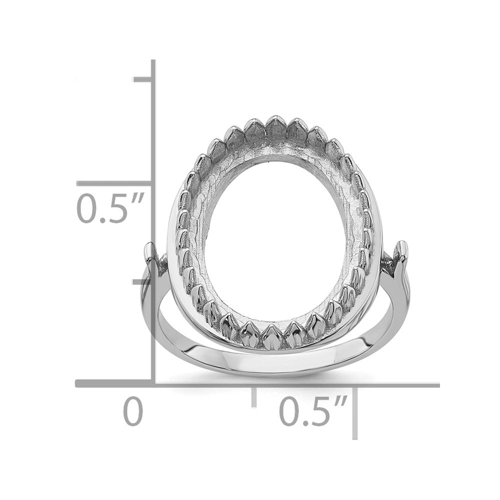 14k White Gold 16x12mm Oval Gemstone Ring Mounting