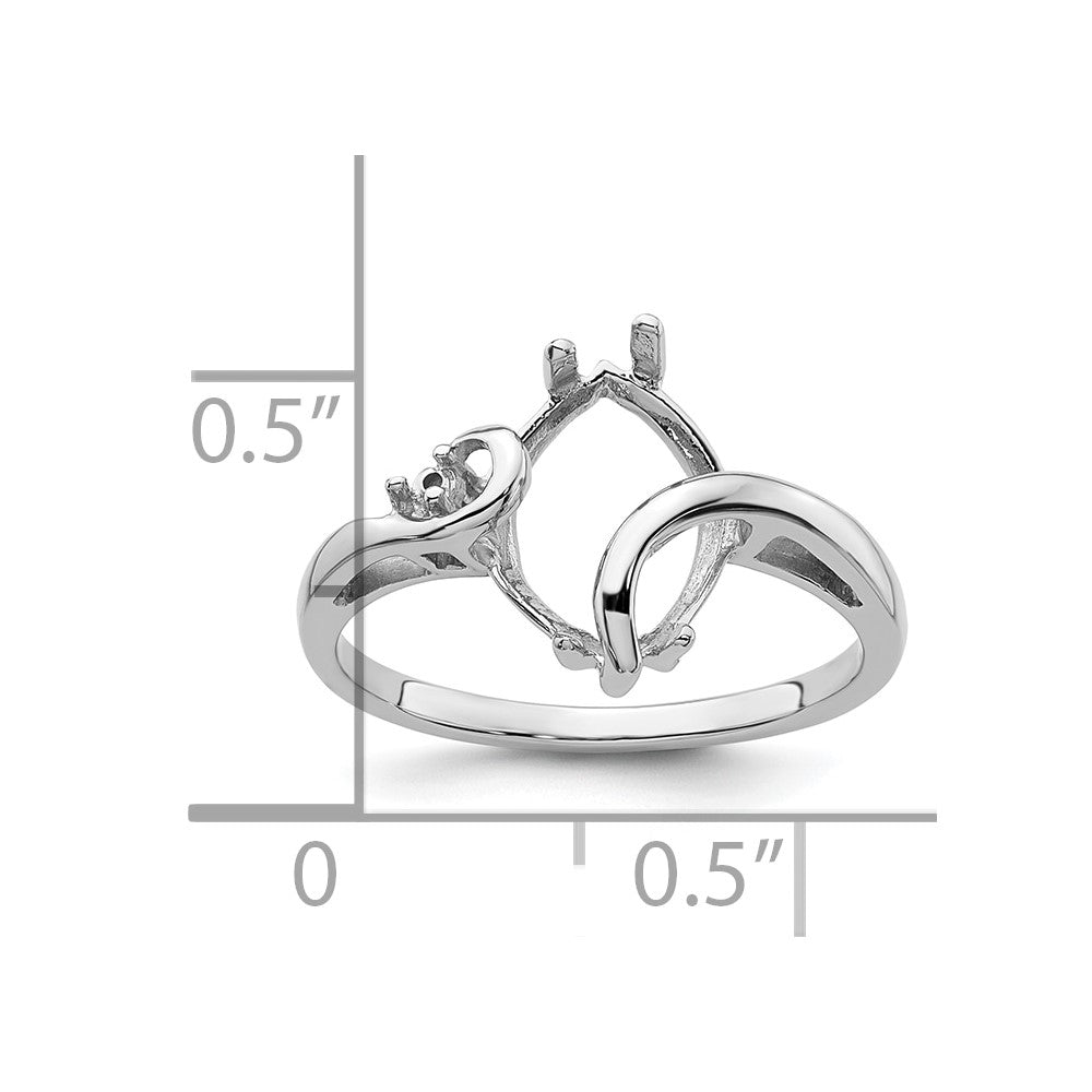 14k White Gold Diamond & 12x6mm Marquise Gemstone Ring Mounting