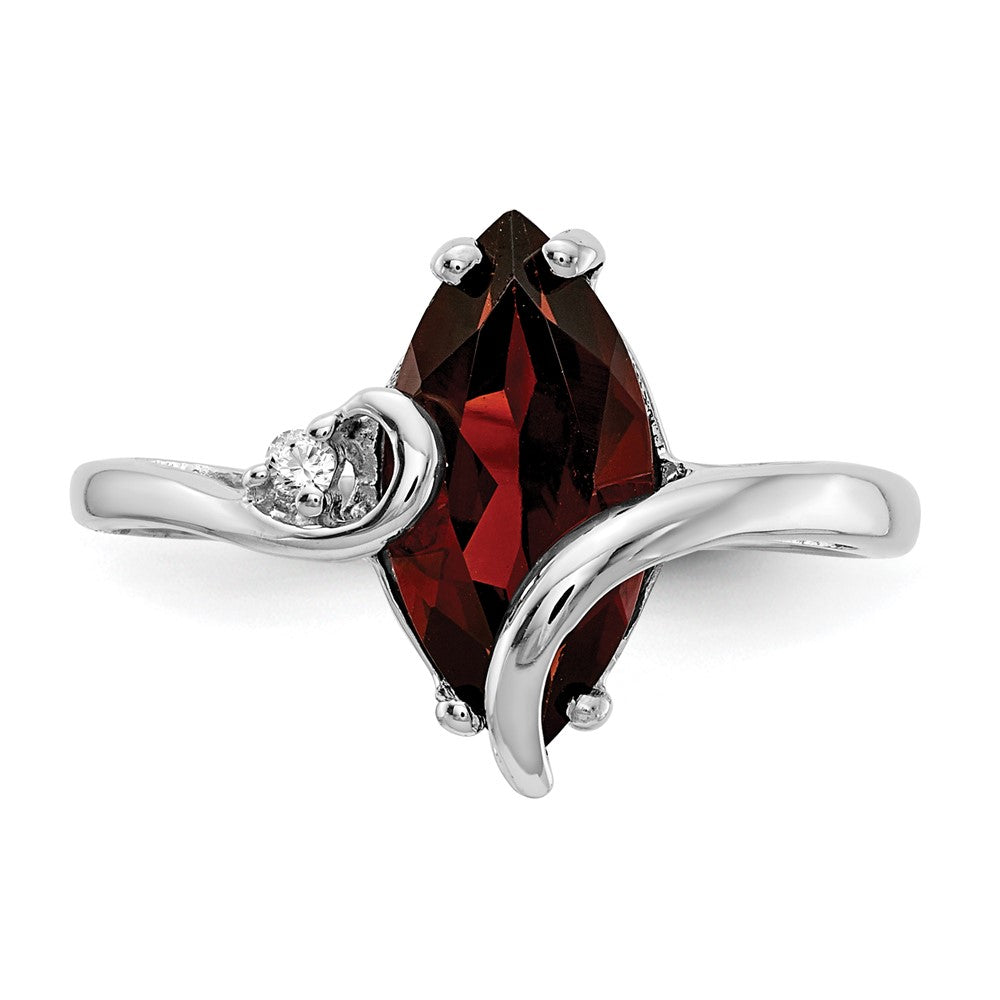 14k White Gold 12x6mm Marquise Garnet A Diamond ring
