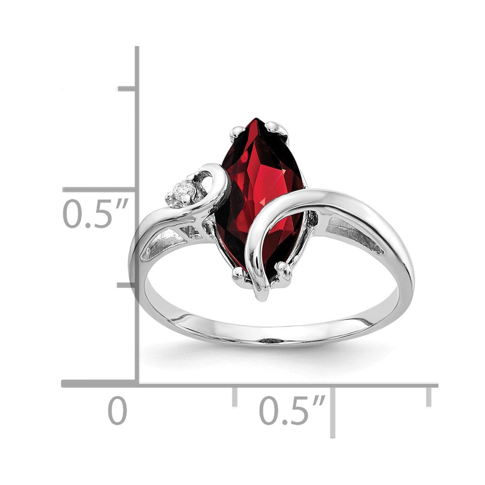 14k White Gold 12x6mm Marquise Garnet AA Diamond ring