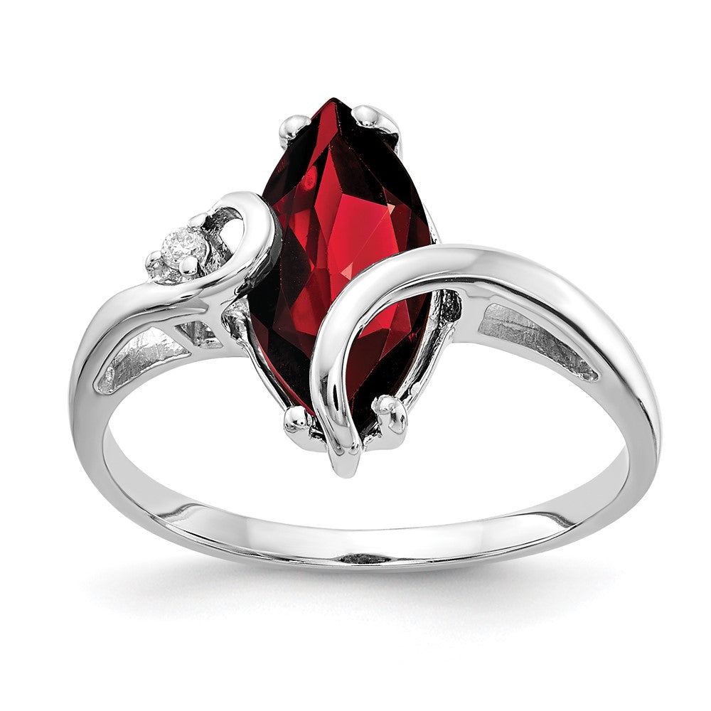 14k White Gold 12x6mm Marquise Garnet AAA Diamond ring