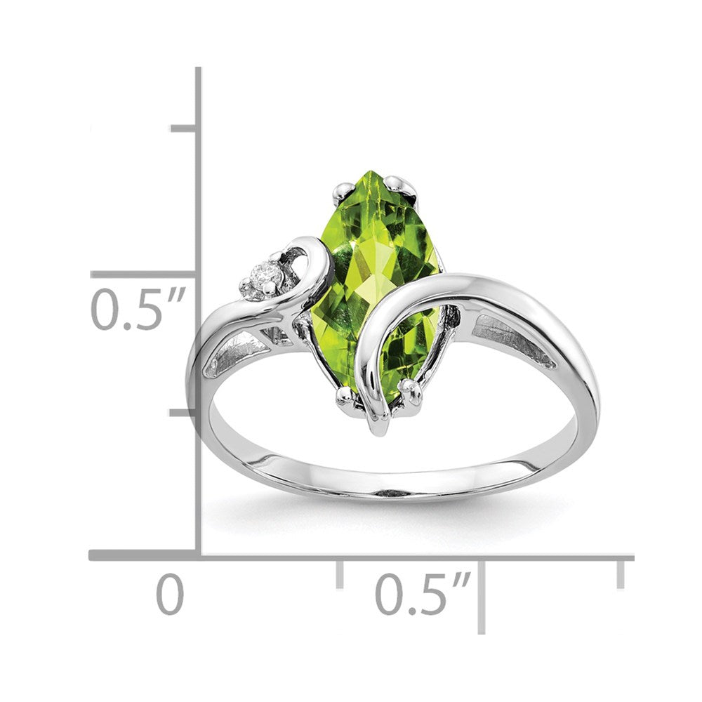14k White Gold 12x6mm Marquise Peridot AAA Diamond ring