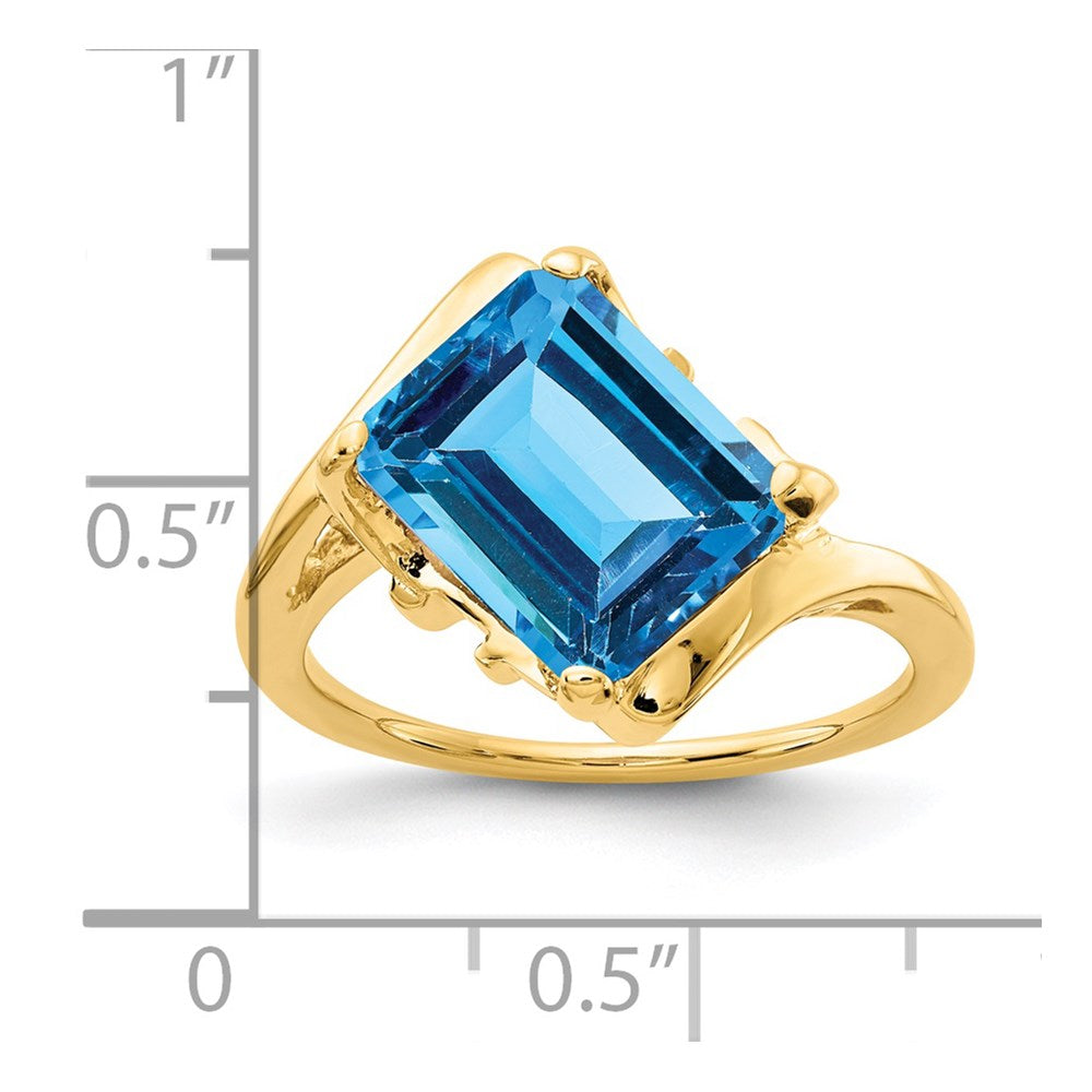 14k 10x8mm Emerald Cut Blue Topaz ring