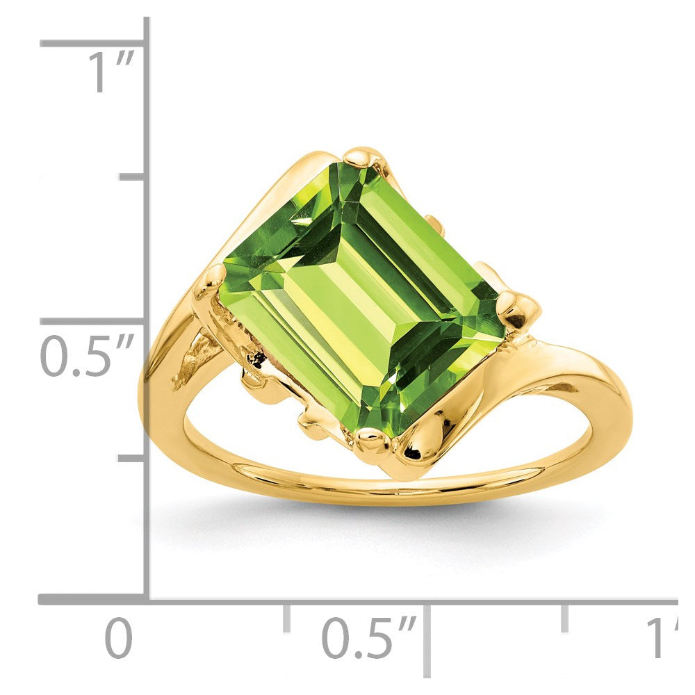 14k 10x8mm Emerald Cut Peridot ring