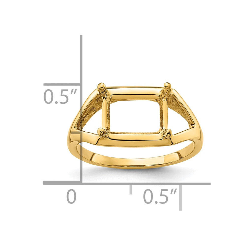 14k 9x7mm Emerald-cut East-West Gemstone Ring Mounting
